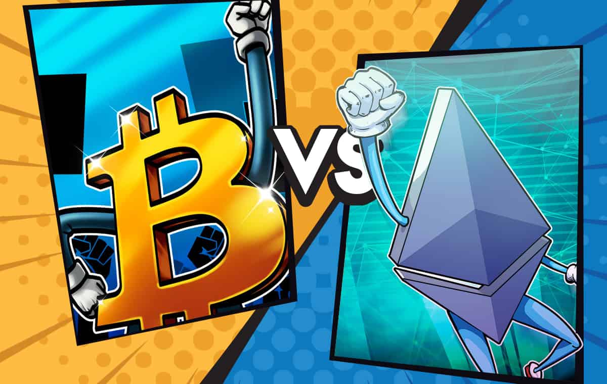 Comparing Bitcoin and Ethereum transaction fees and speeds.